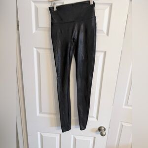 Black High-Waisted Faux leather Spanx Leggings